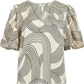 Object T-shirt Objjacira S/s V-neck Top Noos 23043492 Sandshell/black Line Dames Maat - 42