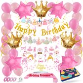 Fissaly 78 Stuks Prinses Sprookjes Verjaardag Versiering – Kinderfeestje Meisje Decoratie – Feest Pakket