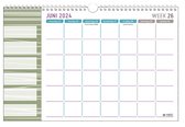 MGPcards - 18 Maanden Familieplanner 2024-2025 - 6 Personen - Kalender - Familyplanner - 34 x 24,5 cm - Vaal groen