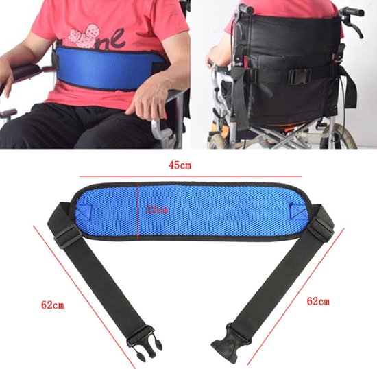 Foto: Brede luxe rolstoelgordel veiligheidsriem voor rolstoelen veilige heupband voor rolstoel scooter scootmobiel blauw 130 x 12 cm