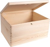 Creative Deco Grande boîte en bois avec coffre de rangement pour clés | 40 x 30 x 24 cm (+/-1 cm) | avec un couvercle | Perfect pour les documents, objets, Jouets, Outils | BRUT ET DESCELLÉ