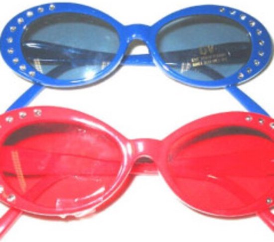 kinderbril met strass blauw of rood