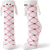 BelleVive 2 paar handjessokken, grappige magnetische sokken voor beste vrienden, geliefden, jubilea, Halloween, kerstcadeaus, blauw en groen., L
