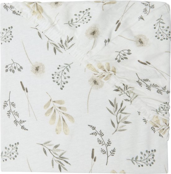 Foto: Jollein baby hoeslaken ledikant jersey wild flowers katoen 60x120cm