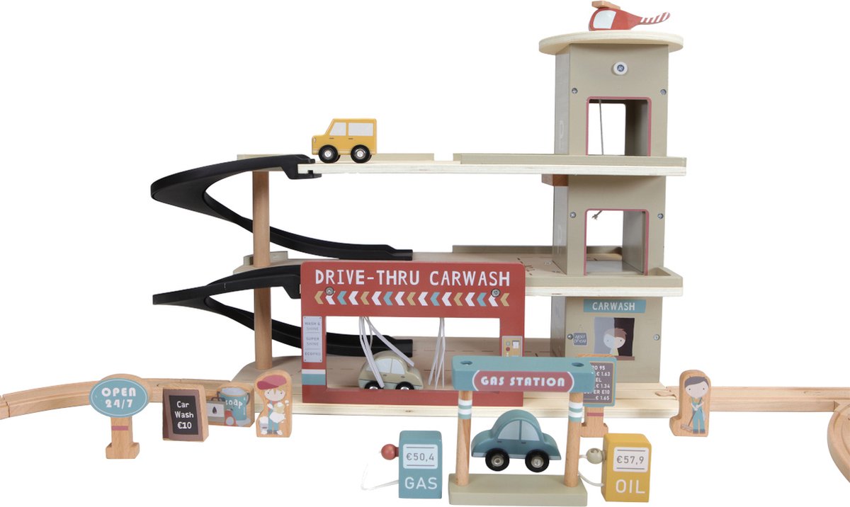 Little Dutch Treinbaanuitbreiding - garage multicolour FSC — afbeelding 6