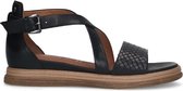 No Stress - Dames - Zwarte leren sandalen - Maat 40