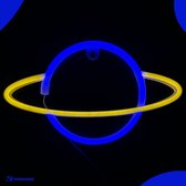 Neon Lamp - Planeet Blauw / Geel - Incl. 3 Batterijen - Neon Verlichting - Neon Led Lamp - Neon Wandlamp