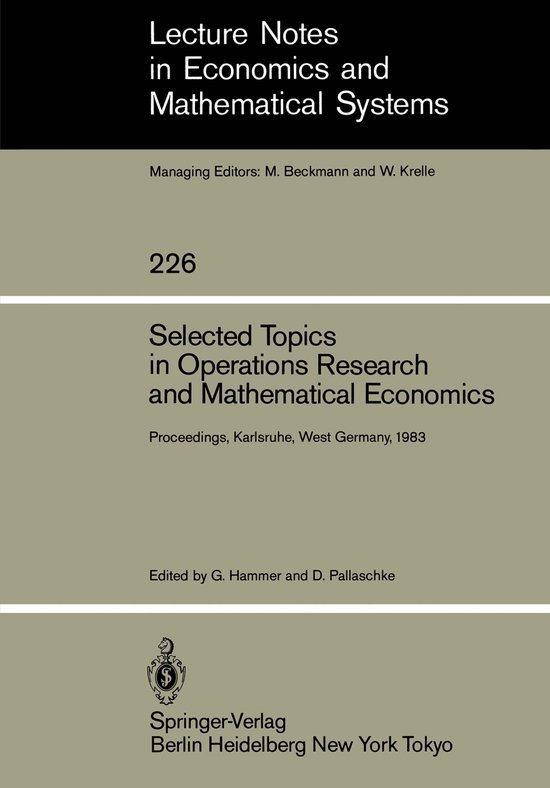 Selected Topics in Operations Research and Mathematical Econ ... - cover