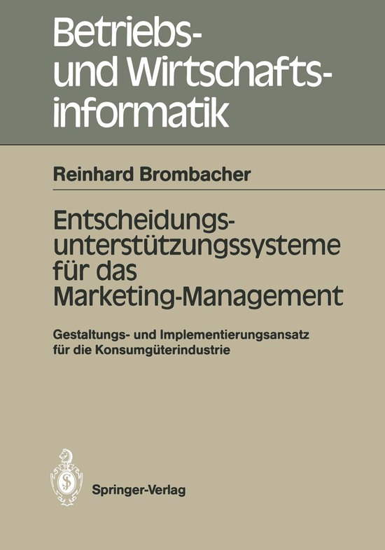 Entscheidungs-Unterstutzungssysteme Fur Das Marketing-Manage ... - cover
