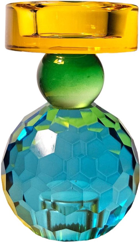 Bougeoir Colmore verre cristal multicolore 8x8x12