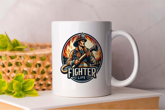 Mok Fighter Life - Firefighter - Gift - Cadeau - FireRescue - FireDepartment - FireSafety - Brandweerman - Brandweer - Brandveiligheid - Brandweertraining