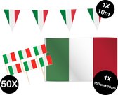 Landen versiering pakket Italië- gevelvlag Italië(150cmX90cm)-prikkertjes Italië(50stuks)-vlaggenlijn Italië(1stuks)-Europa party decoratie (Italië)