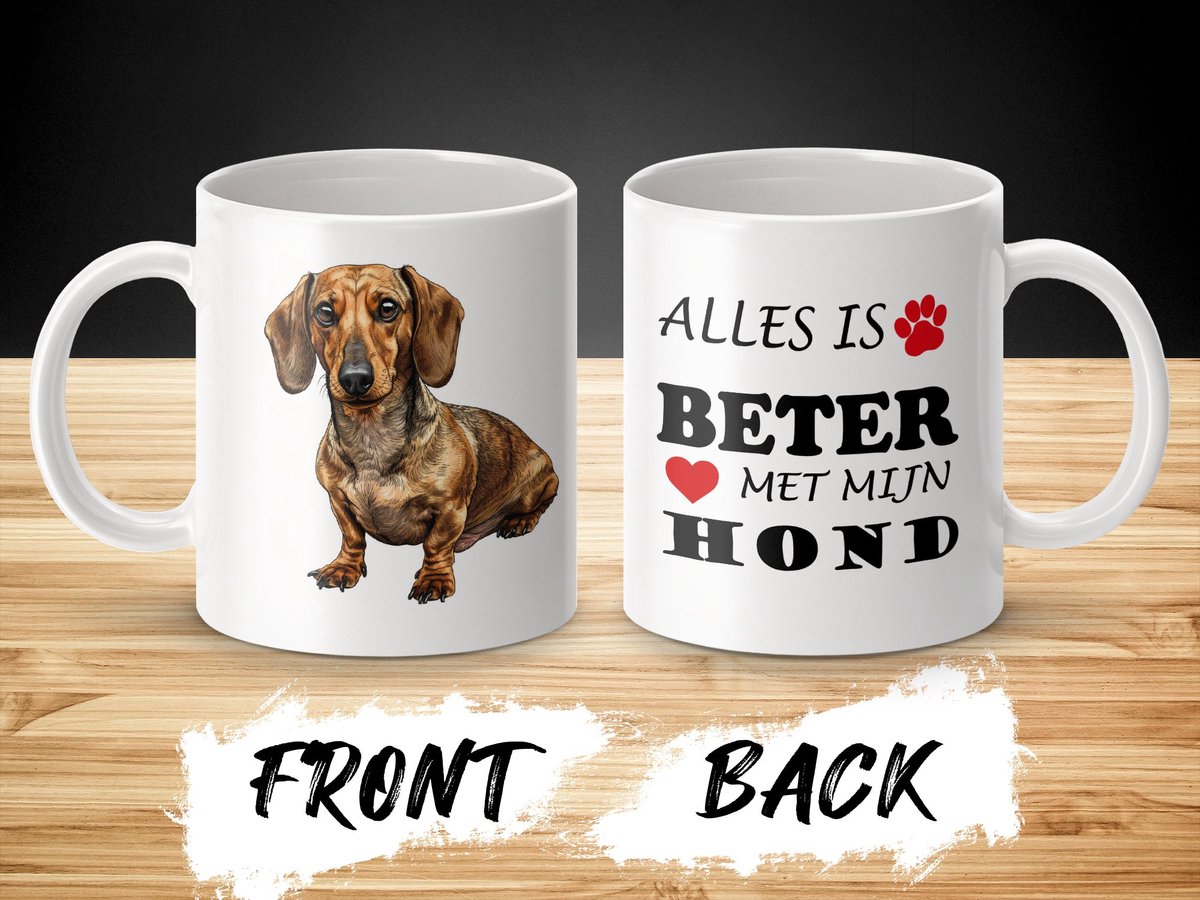 Mok Dachshund Alles is beter met mijn hond - dog - doglover