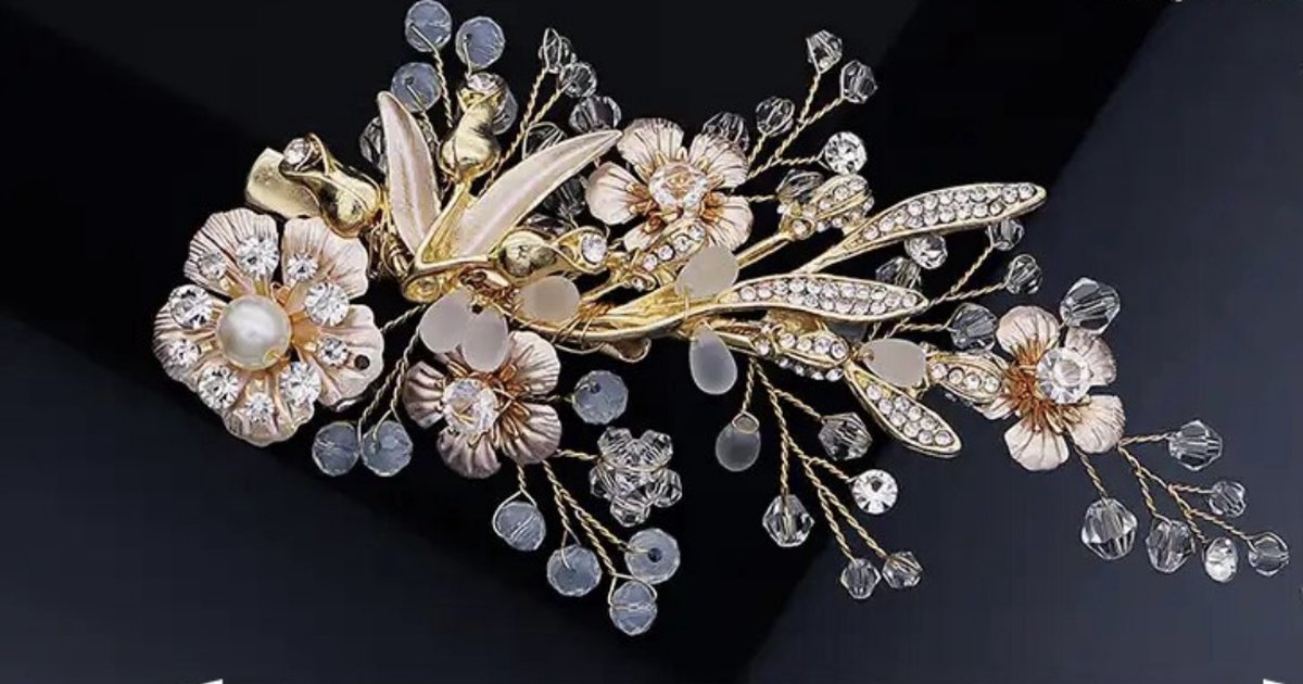Bruidshaaraccessoire-haarpin-haaraccessoire- haarpin met bloemen-parels-straassteentjes