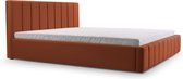 InspireME - Bed 01 - Gestoffeerd bed met Fluweel Beklede Tweepersoonsbed - 180x200 cm - Elegant en Comfortabel - Donker oranje (TRINITY 25)