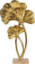 Sculptuur - Tropische bladeren - Goud - Hout - 38,5 x 21 cmen Voet