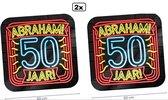 2x Huldeschild Abraham Neon 50cm x 50cm - Verjaardag thema feest festival party Abraham