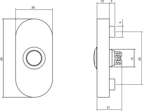 Intersteel Beldrukker ovaal RVS - 65 x 30mm — afbeelding 2