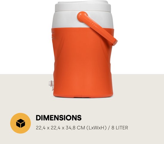 Pinnacle Platino 2 Gallon - Geïsoleerde Drankdispenser / Drankkoeler met kraantje - 8 Liter - Oranje van Pinnacle. — afbeelding 4