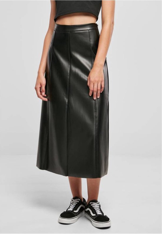 Urban Classics - Synthetic Leather Midi Lange rok - L - Zwart