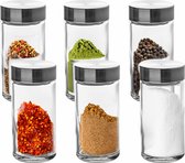 Ensemble de pots Five Spice - 2x - 6 pièces - verre - avec couvercle en acier inoxydable - hermétique - pot de conservation