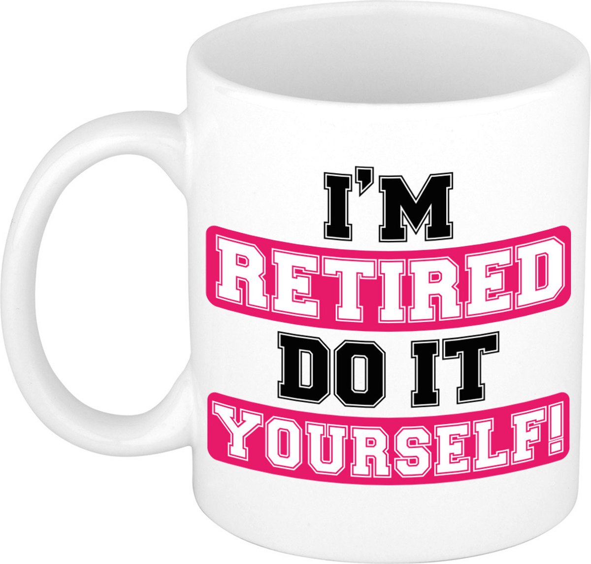 Bellatio Decorations Cadeau mok voor collega - afscheid/pensioen - roze - keramiek - 300 ml