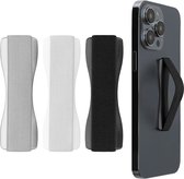kwmobile vingerhouder voor smartphone - Vingergreep voor telefoon - Zelfklevende finger holder - Set van 3 - In zwart / wit / zilver