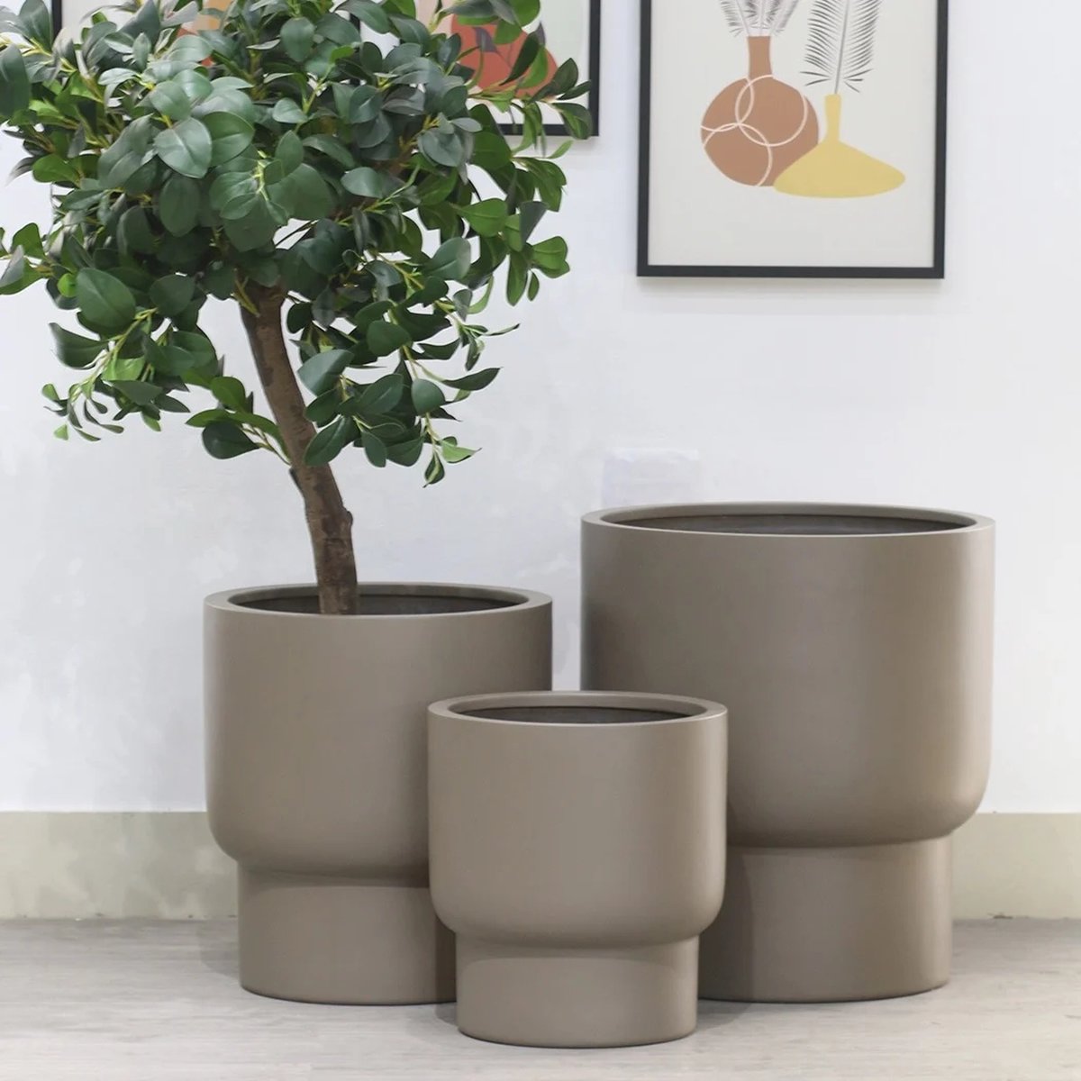Bloempot Roskilde | Small | Taupe | Ø37xH40cm