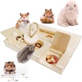 Hamsterspeelgoed Konijnenspeelgoed Hamsteraccessoires Caviaspeelgoed Speelgoed voor kleine dieren 6-in-1 Houten speelgoed voor het foerageren Cavia's Konijnen Chinchilla's Hamsters