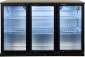 HCB® - Professionele Horeca Barkoelkast - Glasdeur koelkast - 337 liter - Koeling met glazen deur - Flessenkoelkast - Drankenkoelkast klein - Bier koelkast - 135x52x90 cm (BxDxH) - 70 kg