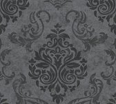 Papier peint baroque Profhome 953723-GU papier peint intissé légèrement texturé dans un style baroque chatoyant gris anthracite graphite noir 5,33 m2