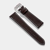 B&S Leren Horlogeband Luxury - Pebbled Dark Brown - 20mm