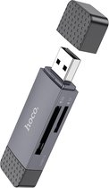 HOCO - SD kaartlezer - Voor SD en Micro SD kaarten - USB-A 3.0 en USB-C 3.0 - Grijs