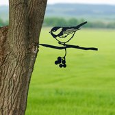 Birdzone - Metalbird - Koolmees - Tuindecoratie - metalen vogels - metal bird - Vogeldecoratie - 22 x 30 cm - Metalen Vogels Tuindecoratie - Boomdecoratie
