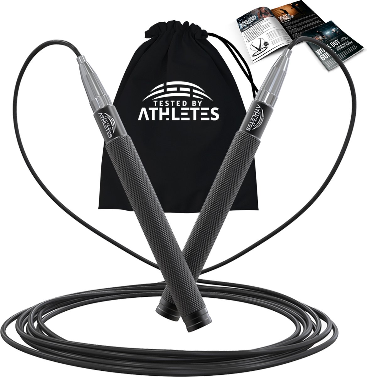 Tested by Athletes Pro Sport Springtouw - Springtouw voor gevorderden en beginners - Met Carrybag