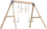 AXI Maya Dubbele houten Schommel met Trapeze Bruin - FSC hout - Vrijstaande schommelset met 2 houten schommelzitjes - Schommelset voor kinderen - 10 jaar Garantie