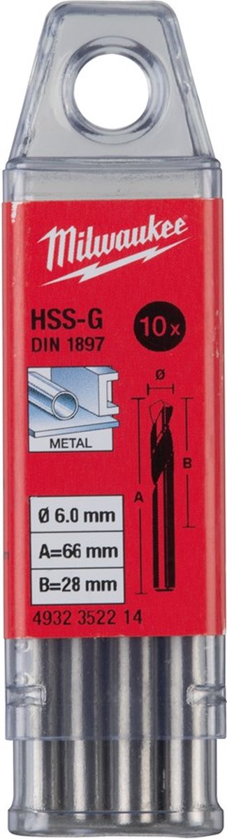 Milwaukee Metaalboren HSS-Ground kort - DIN 1897 - 5 en 10 stuks HSSGS 9.00 x 84-5 stuks - 4932352220