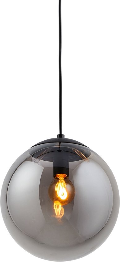 Moderne hanglamp zwart met rookglas 20 cm Ø - Evie