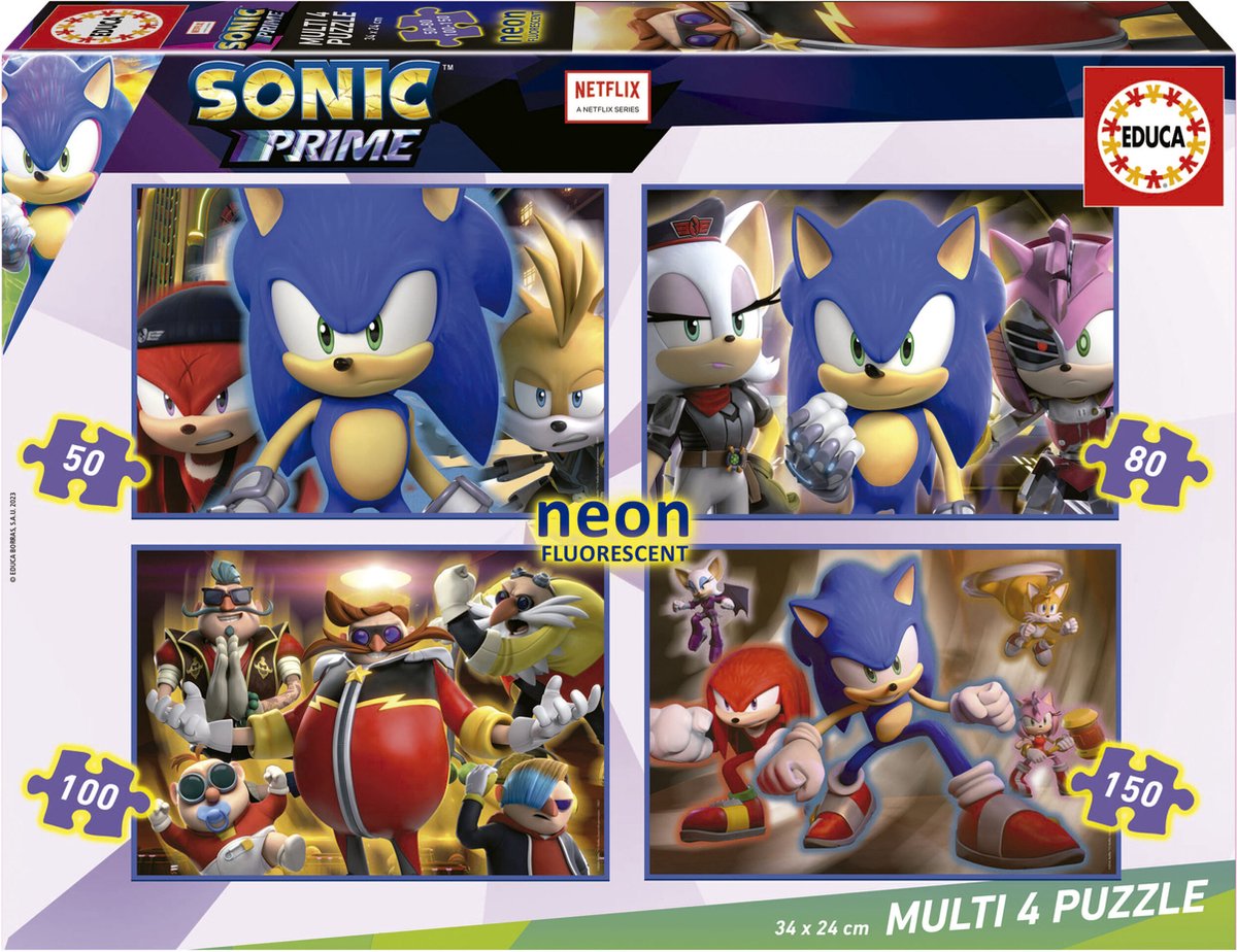 Educa puzzel Sonic Neon - 4 puzzels 50,80,100,150 stukes