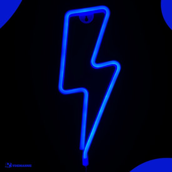 Neon Lamp - Bliksem Blauw - Incl. 3 Batterijen - Neon Verlichting - Neon Led Lamp - Neon Wandlamp
