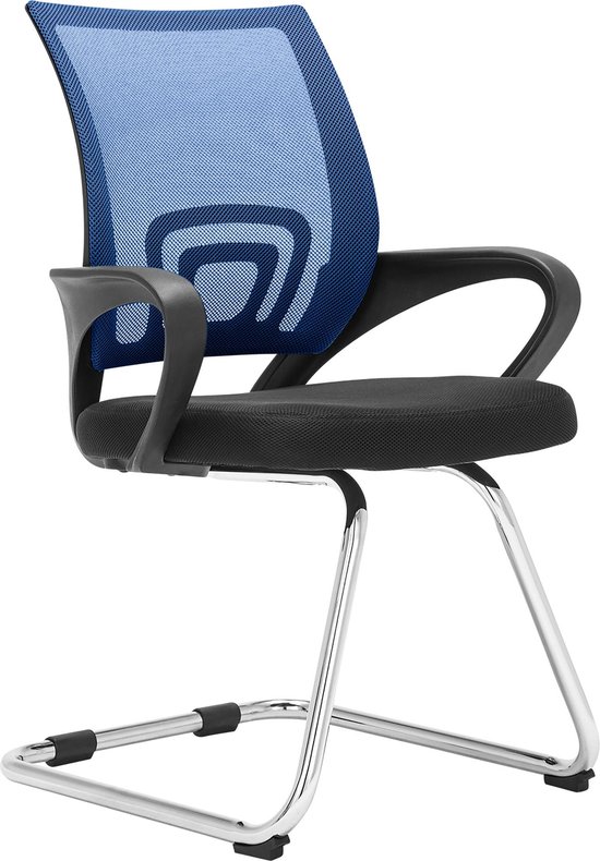 CLP Eureka Bezoekersstoel - Eetkamerstoel - Met Armleuning - Stof - blauw
