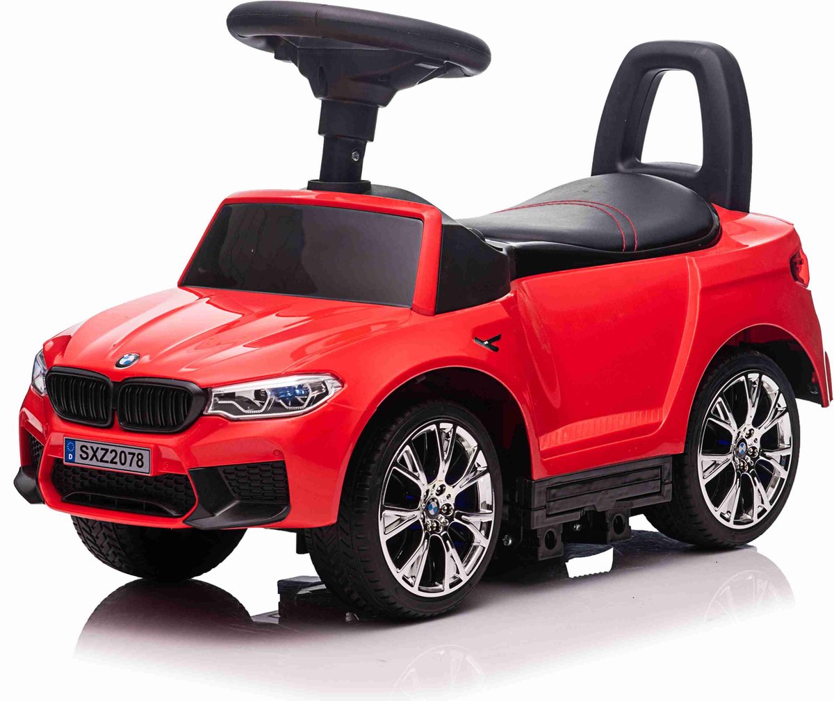 Bogi loopauto BMW M5 - Luxe uitvoering met leren zitje - Rood - 1-3 jaar