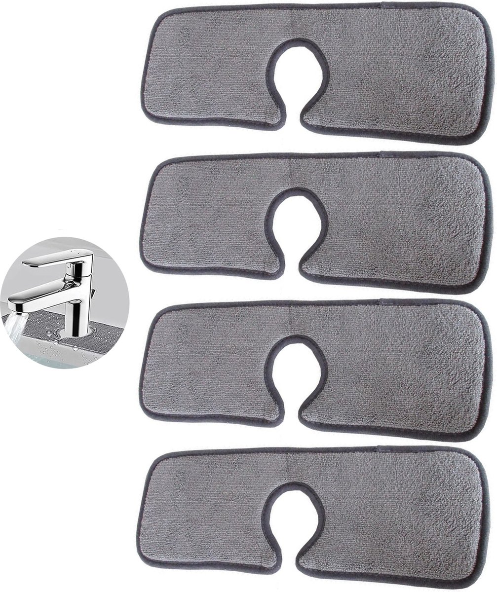 Goedkoopste kraanmat absorberende afdruipmat – kraan mat grijs – gootsteenmat voor afwas - kraanmat - Afvoerpad - Gootsteenmat - Accessoires voor aanrecht 4 stukken