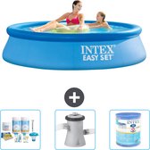 Intex Rond Opblaasbaar Easy Set Zwembad - 244 x 61 cm - Blauw - Inclusief Onderhoudspakket - Zwembadfilterpomp - Filter