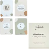Jikkies ® - 16 Dubbelzijdige Mijlpaalkaarten - Eerste Levensjaar - Milestone Cards - Uniek Design - Foto Mijlpaalkaarten - Baby Shower - Kraam Cadeau