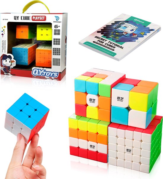 Dhoent Products® QY Speed Cube 4 in 1 Playset - Cube - Kubus - Fidget Toys - Breinbrekers -Volwassenen - Kinderen - 2x2 | 3x3 | 4x4 | 5x5 - Incl NL E-Book - Luxe Giftbox