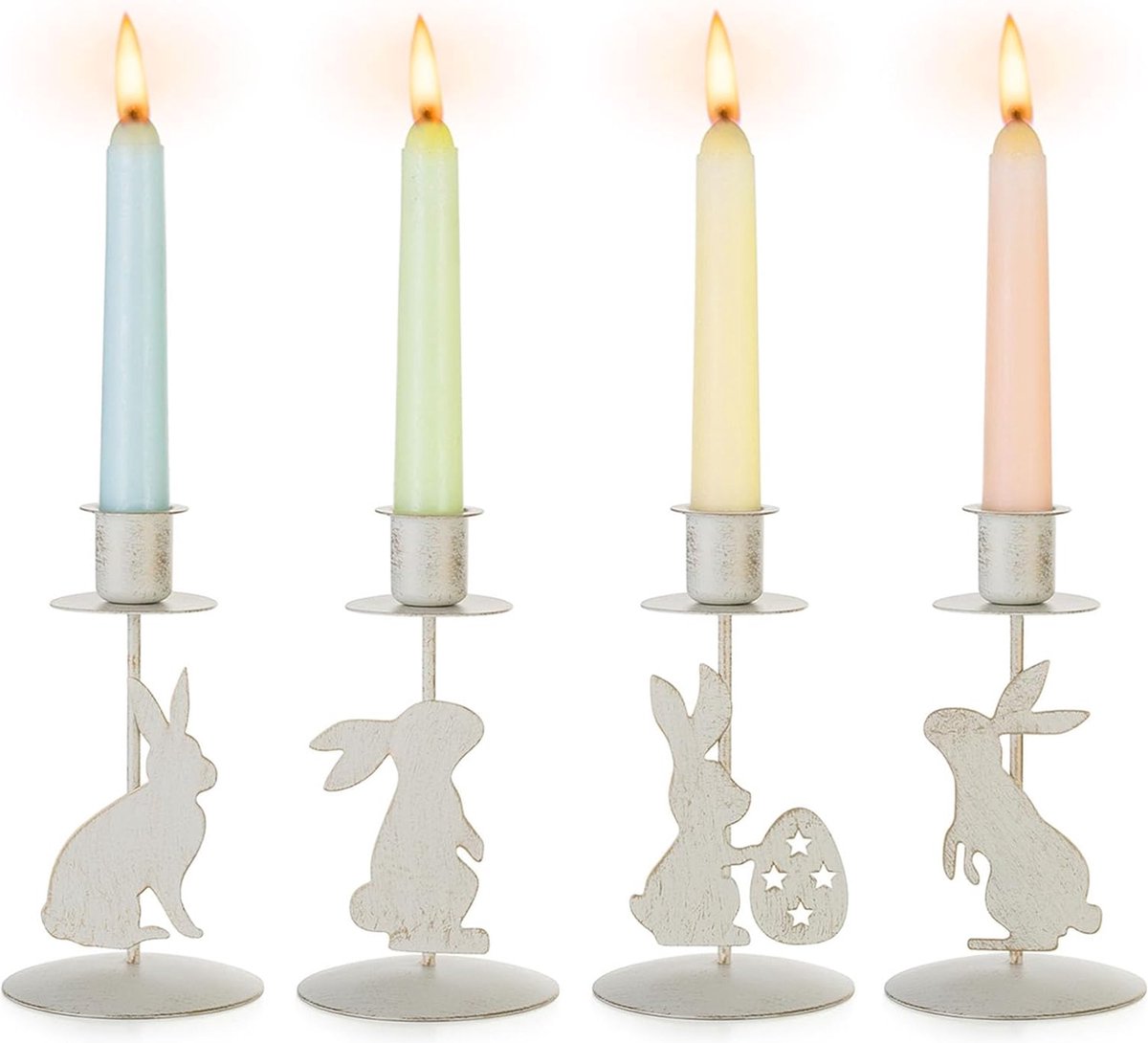 Relaxdays kaarsenhouders, set van 6, glas, ronde kaarsstandaard