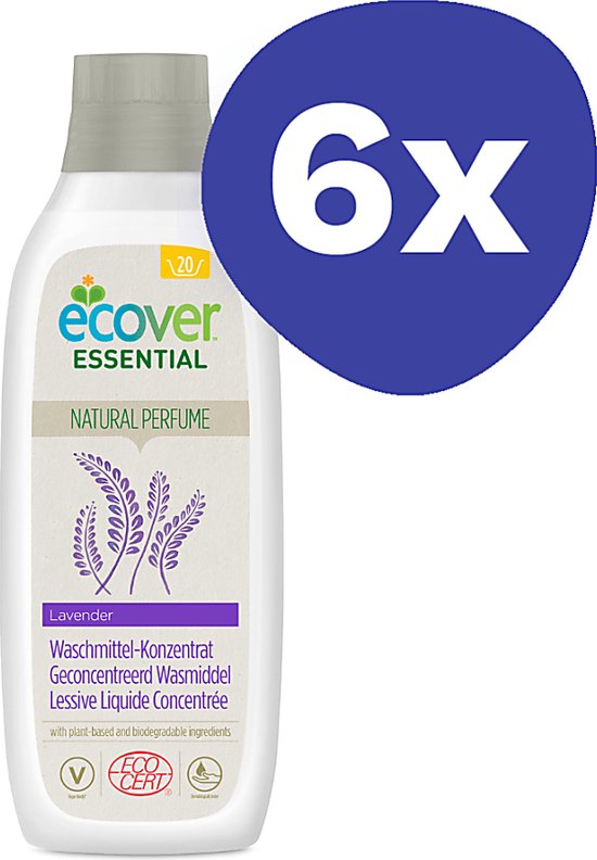 Ecover Essential Geconcentreerd Vloeibaar Wasmiddel Lavendel (6x 1L)