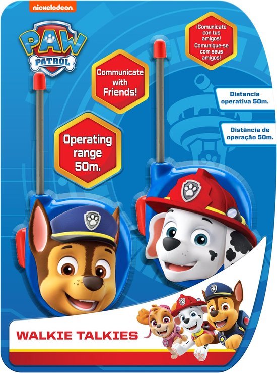 Paw Patrol Walkie Talkie Set Chase & Marshall 50 meter afstand bol
