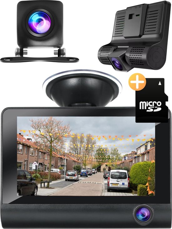 Dashcam voor Auto - Voor en Achter Camera - Incl. Micro SD Kaart - Bewegingssensor – Parkeersensoren – Full HD - Dashcam - Achteruitrijcamera –Dual Dashcam